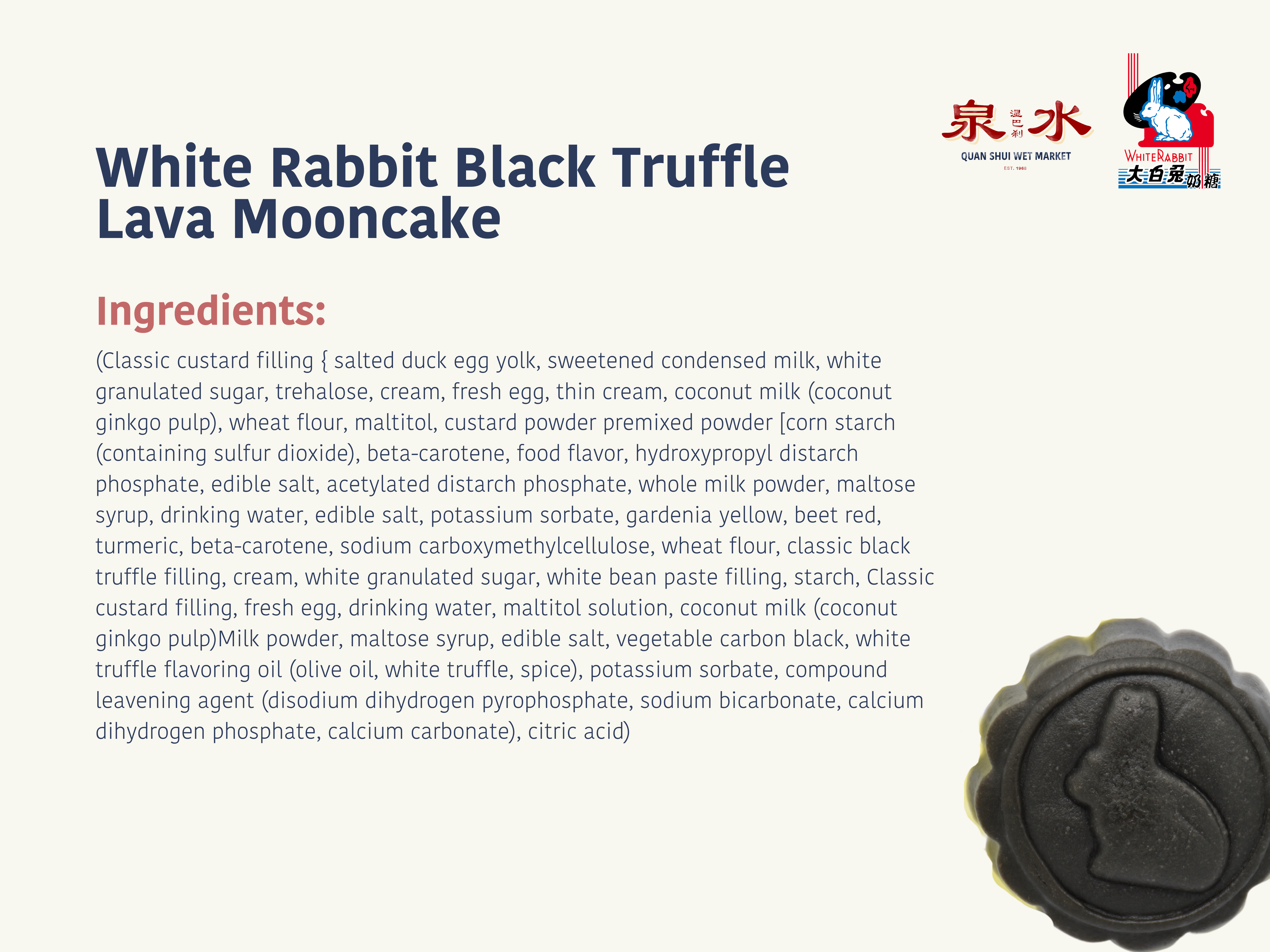 Limited Edition White Rabbit Mooncakes (Traditional Baked Skin w Salted Egg Yolk w Lava Filling, 4 x Flavours!)